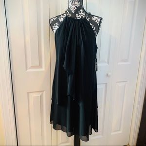 SLNY Sleeveless Chiffon Bead Neck Dress  Size 12